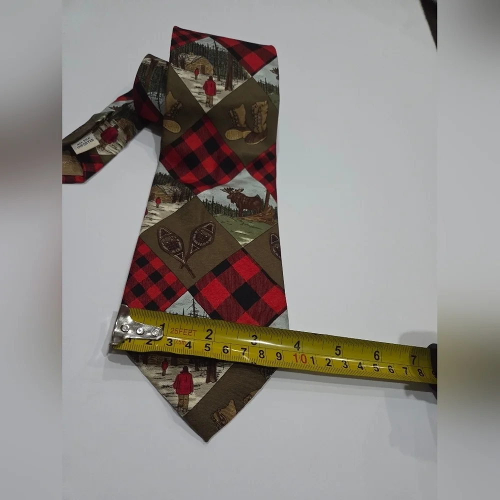 Ruff Hewn Plaid Red and Brown Men's Tie Christmas,Cabin